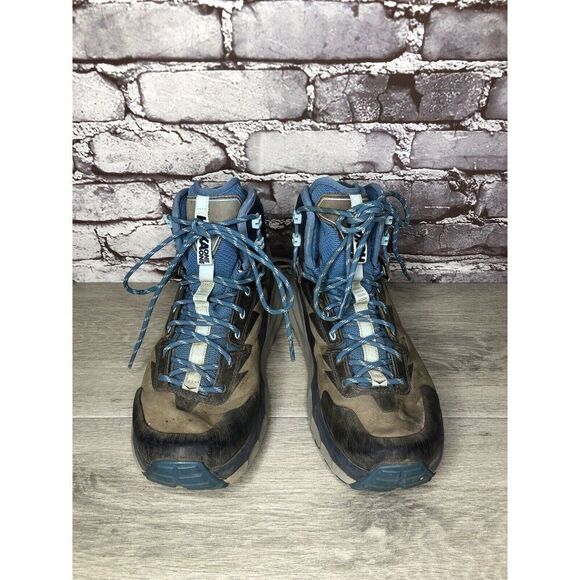 Men's Hoka One One Kaha GTX Gore-Tex Blue & Gray Mid Hiking Boots Women Sz 8M US - Picture 4 of 16